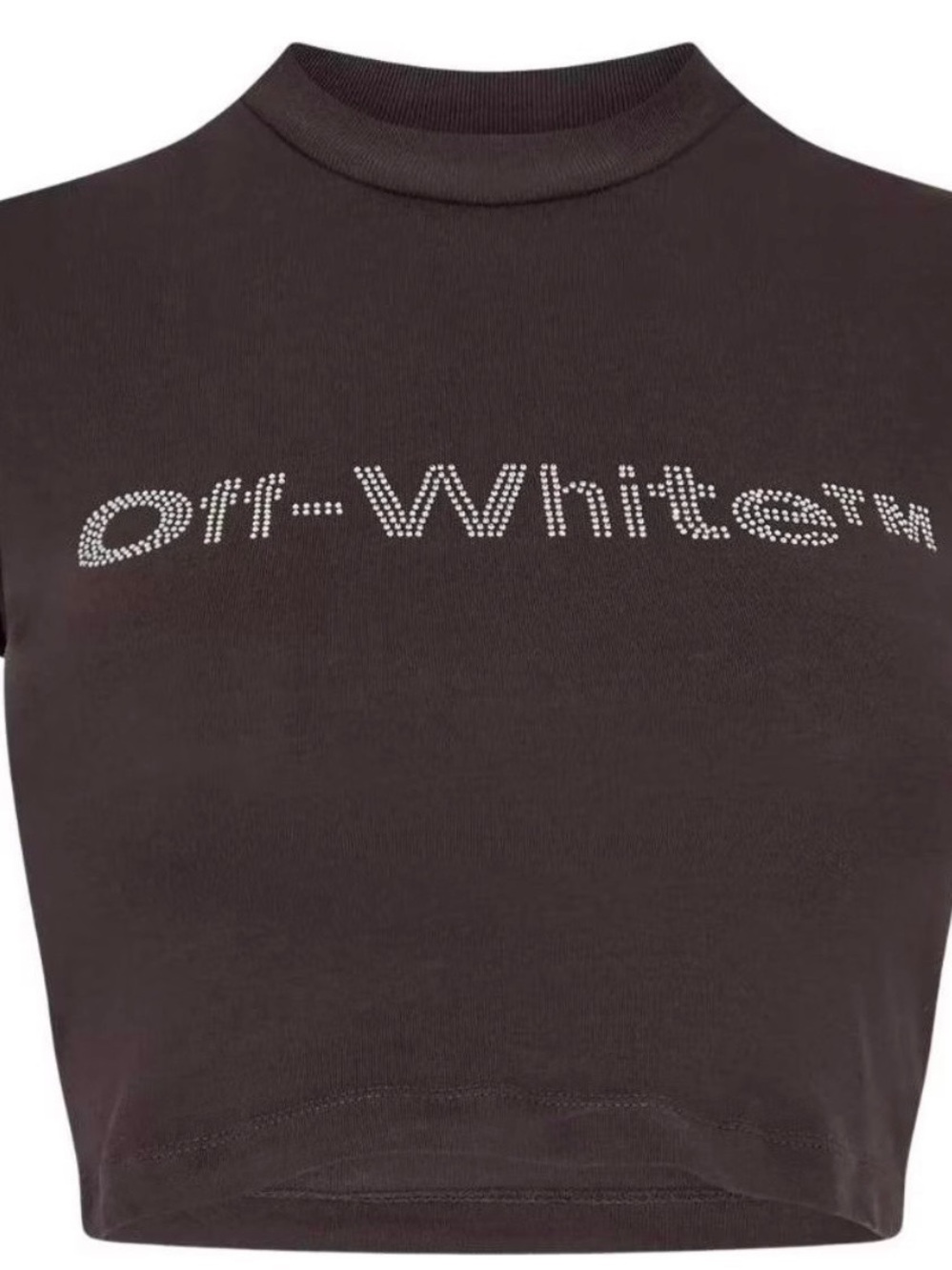 Off-White Black Rhinestone Logo Cropped Tee size Large.